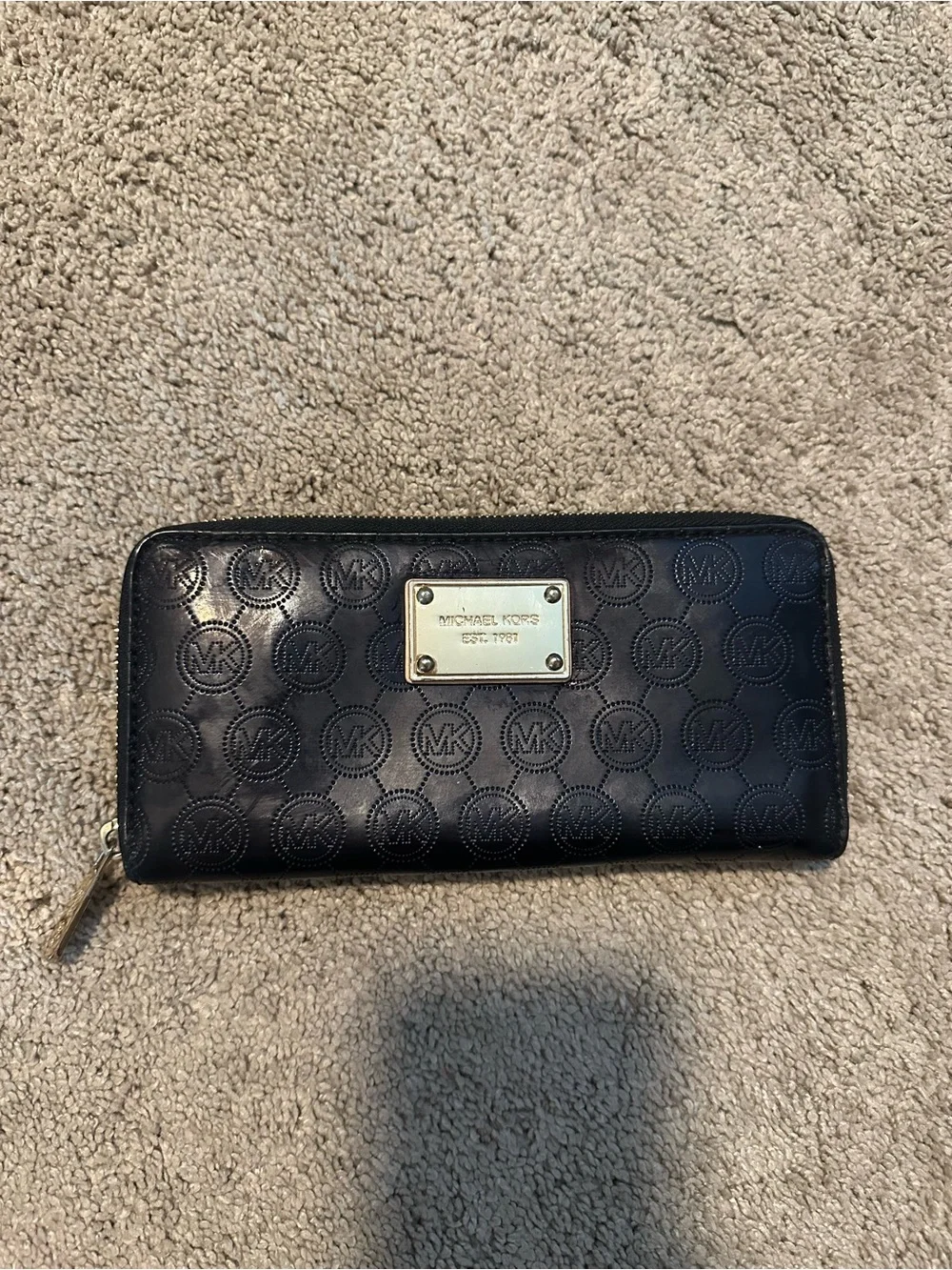 Michael Kors Black Logo Zip-Around Wallet